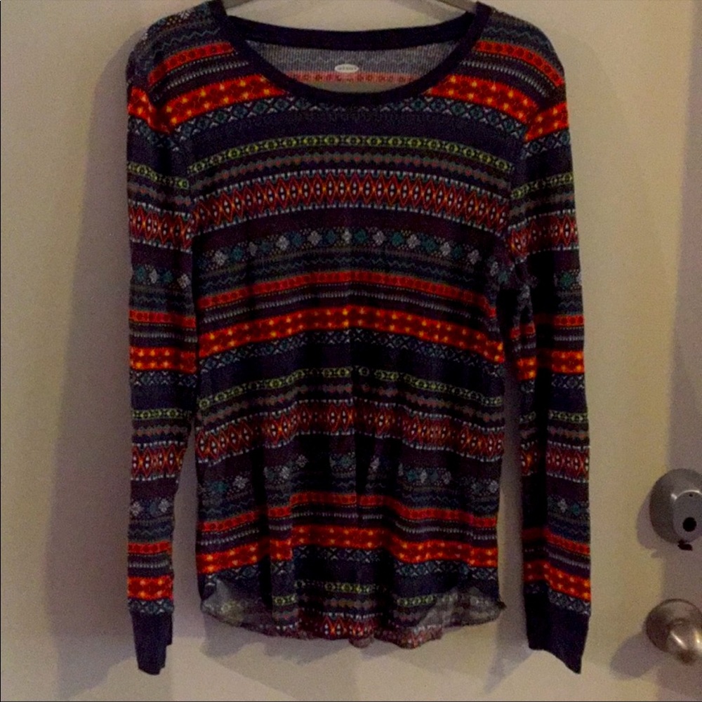 Multicolored Pattern Fitted Long Sleeve Shirt